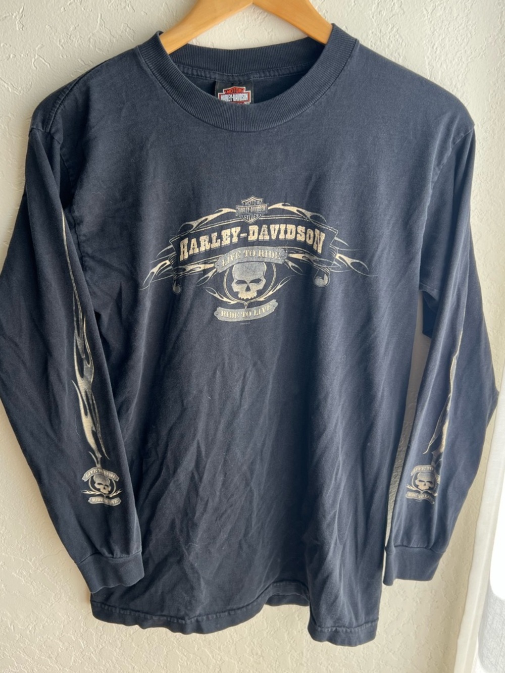 Harley-Davidson Black and Orange Logo Crewneck Tee